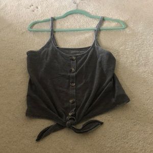 Tie front grey tank top